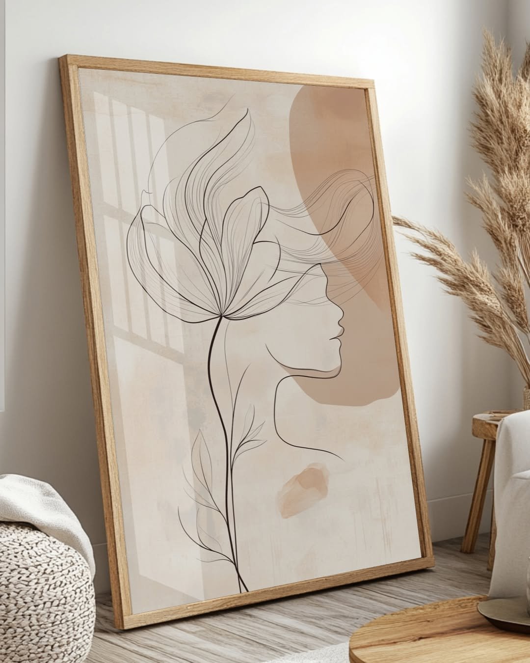 Quadro Decorativo Conexão Natural: Perfil e Flor Estética