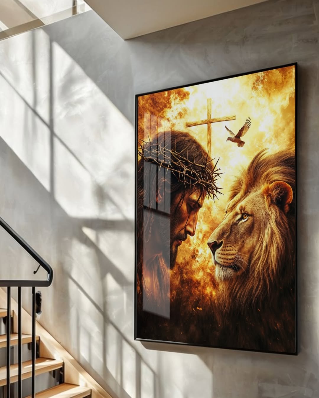 Quadro Decorativo Jesus e o Leão: Força e Fé