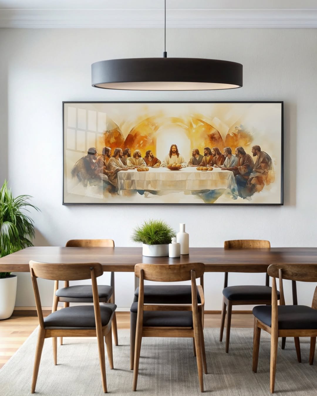 Quadro Decorativo Mesa da Fé: A Última Ceia em Aquarela