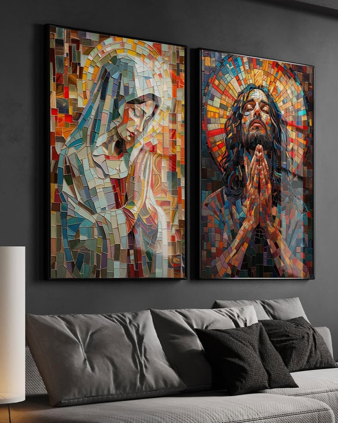 Quadro Decorativo Cristo e a Virgem Maria