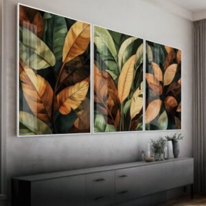 Quadro Abstrato Natural: Folhagens de Outono