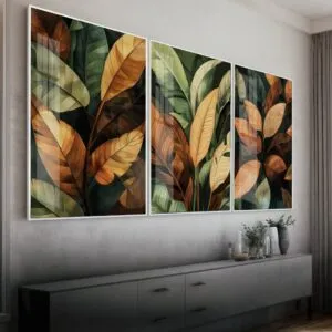 Quadro Abstrato Natural: Folhagens de Outono